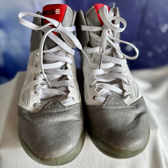 Adidas Sneakers Mens Size 12 Grey Red High Top Basketball Custom main image 4